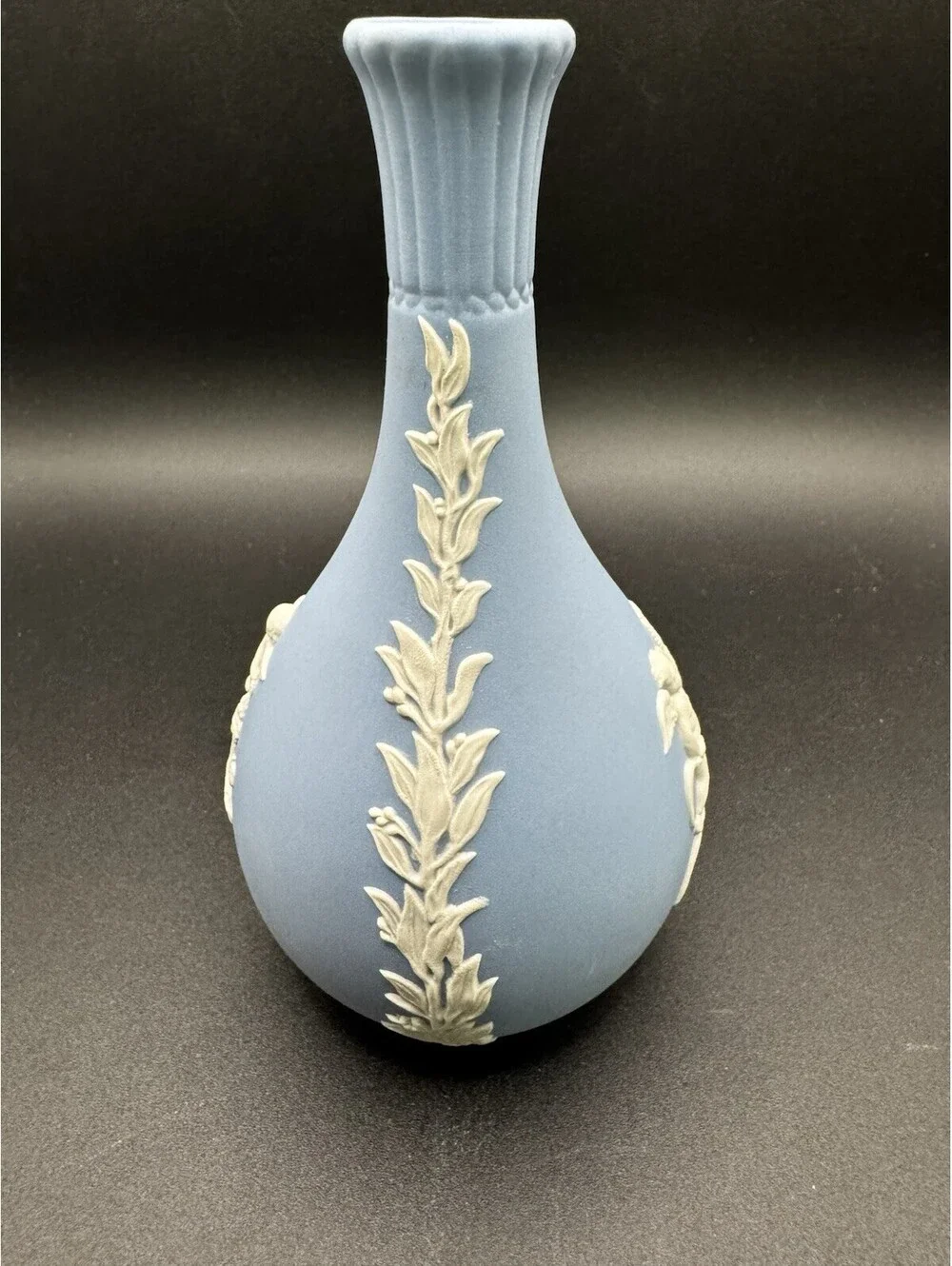 Wedgwood Jasperware Blue Bud Vase - 5” Cherubs